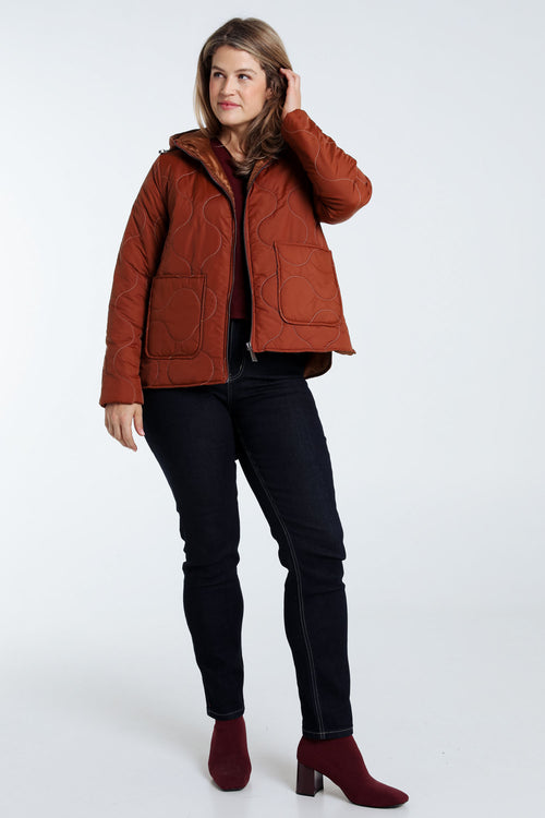 Doudoune courte à capuche-Paprika-8