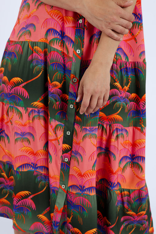 Jurk van viscose met palmprint-Paprika-6