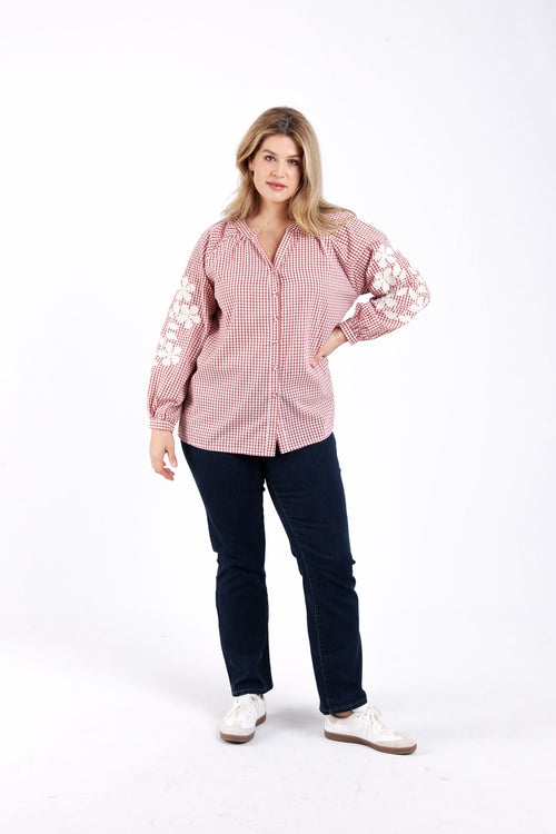 Jeans Mia recht L32 met vlechtdetail-Paprika-8