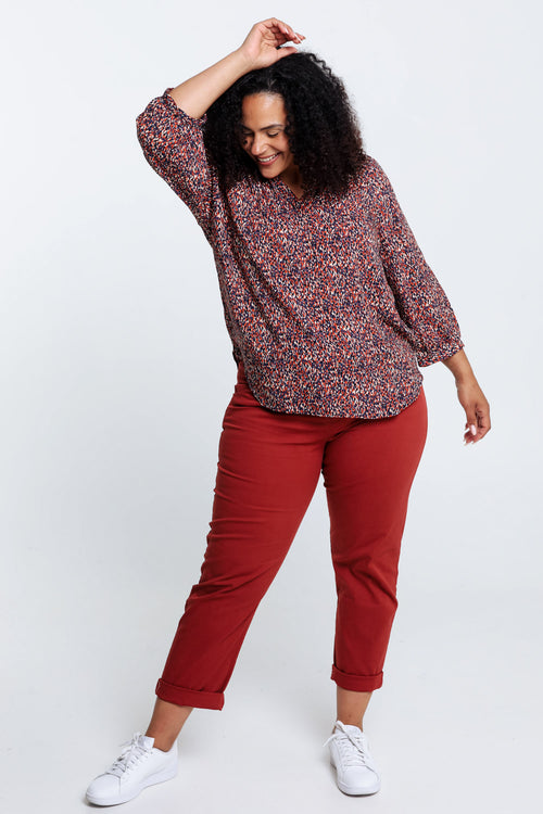 Blouse in viscose met dierenhuidmotief-Paprika-6