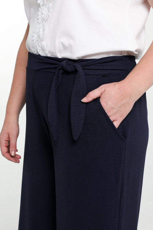 Losse, effen broek met geknoopte riem-Paprika-5