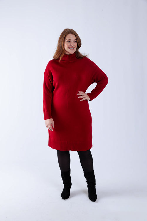 Effen trui jurk-Paprika-1
