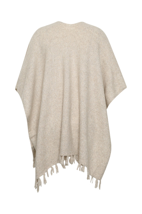 Poncho uni à franges-Paprika-1