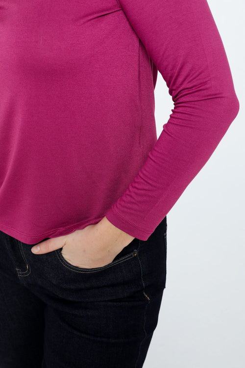 Effen T-shirt in viscose-Paprika-5
