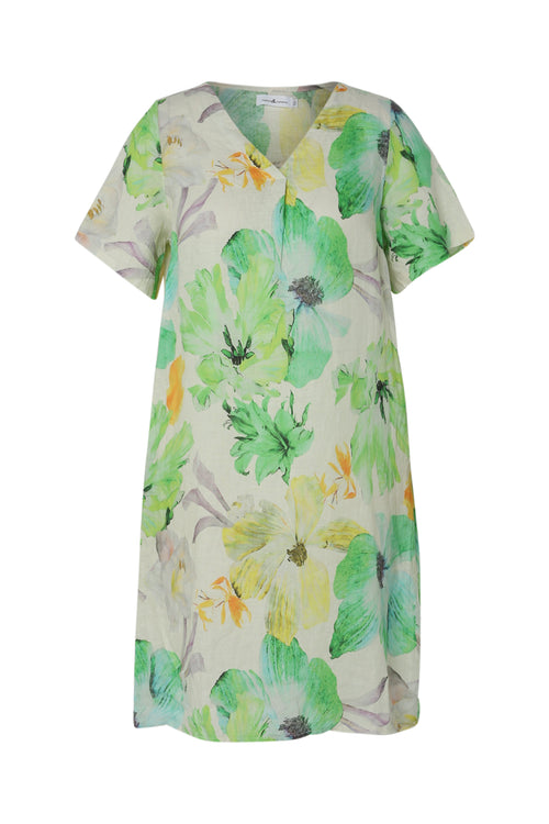 Linnen jurk met bloemenprint-Paprika-10