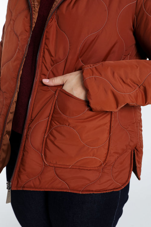 Doudoune courte à capuche-Paprika-4