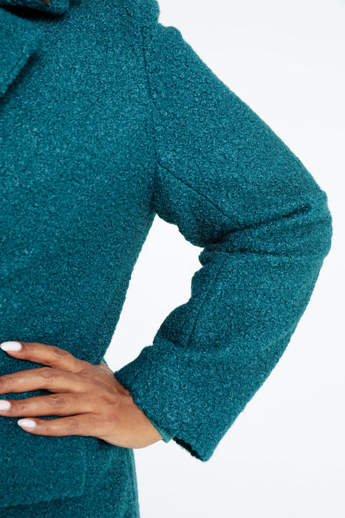 Manteau mi-long uni maille bouclette-Paprika-5