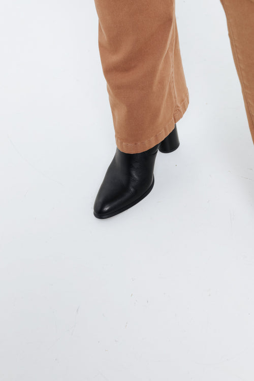 Pantalon flare brodé en coton-Paprika-5