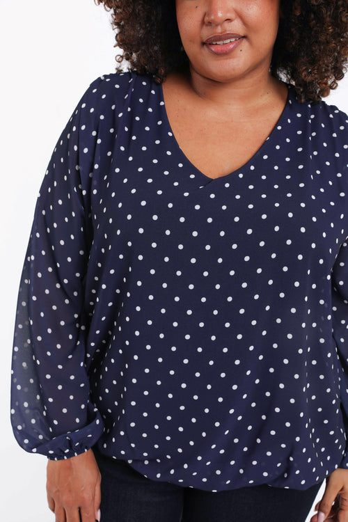 Blouse met stippenprint-Paprika-5