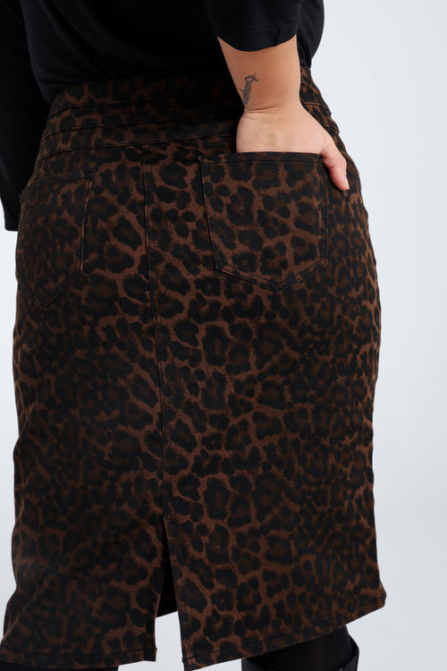 Jupe droite imprimé léopard-Paprika-6