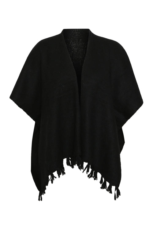 Poncho uni à franges-Paprika-2