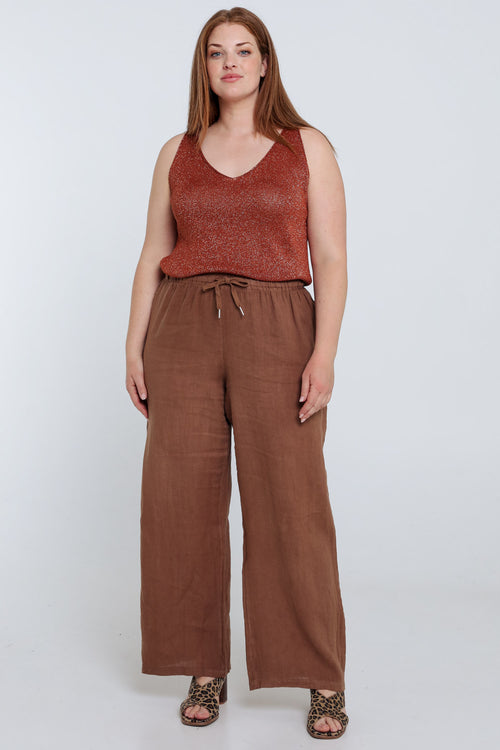 Débardeur en maille uni avec lurex-Paprika-9