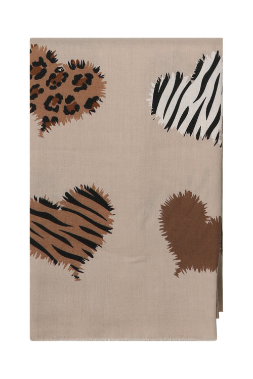 Sjaal met luipaardhartprint-Paprika-1