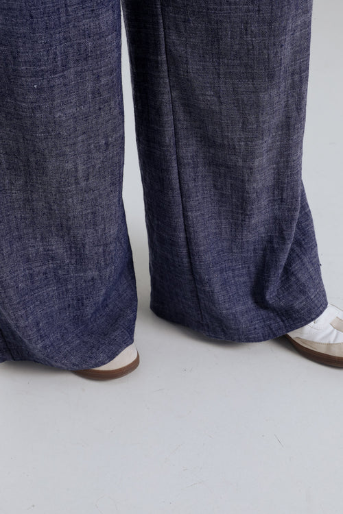 Pantalon large en lin uni-Paprika-6