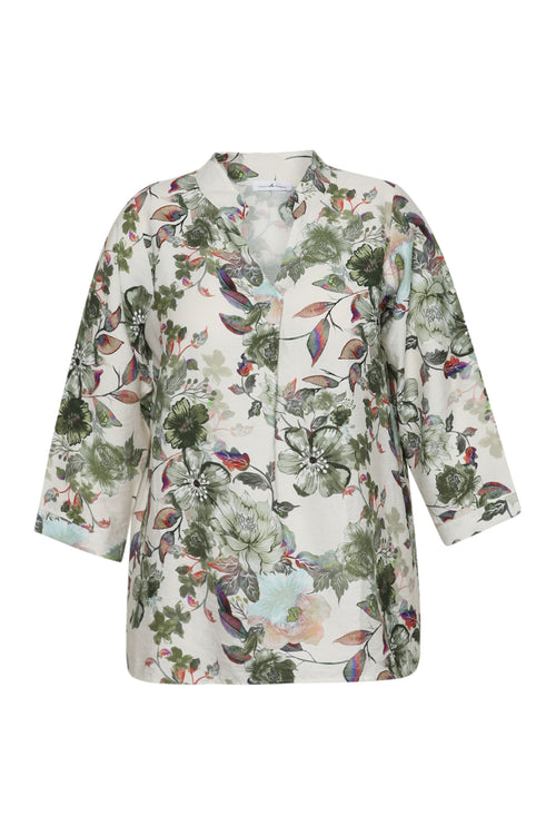 Blouse van bedrukt viscose met bloemenprint-Paprika-9