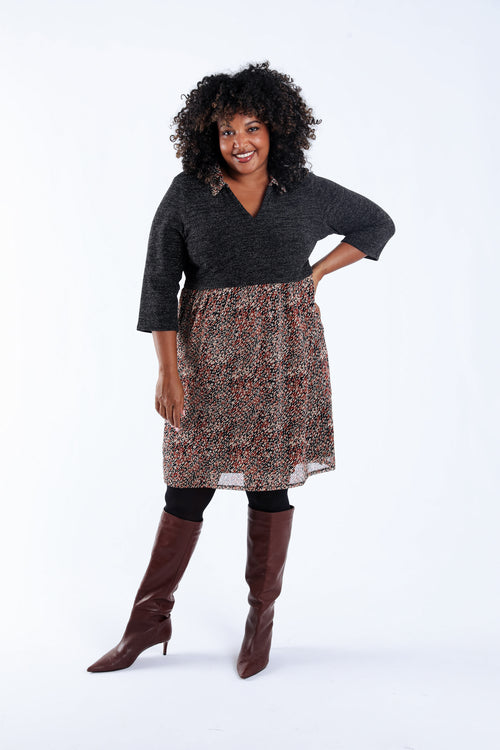 2-in-1 jurk met grafische print-Paprika-1
