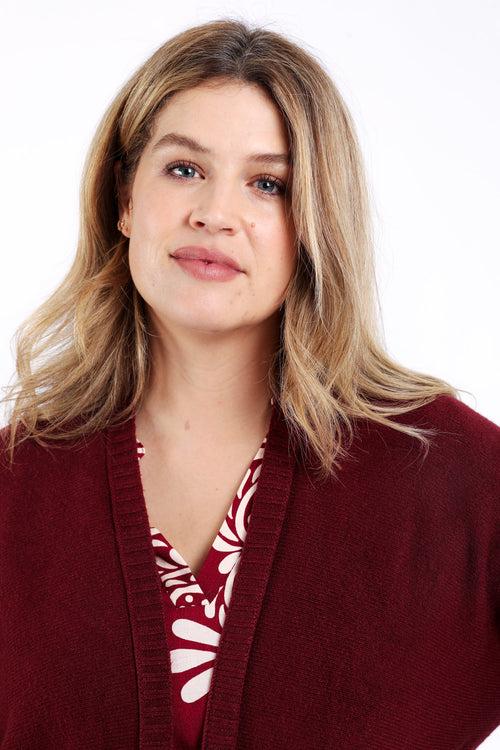 Lange cardigan van effen viscose-Paprika-2