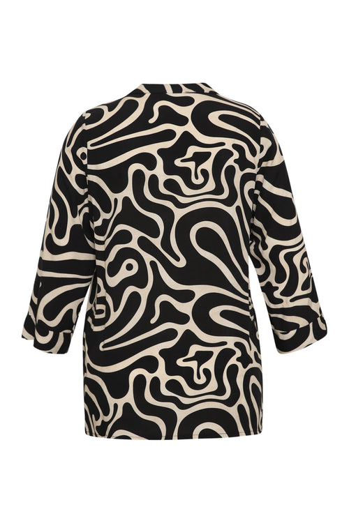 Blouse van viscose met tweekleurige grafische print-Paprika-11