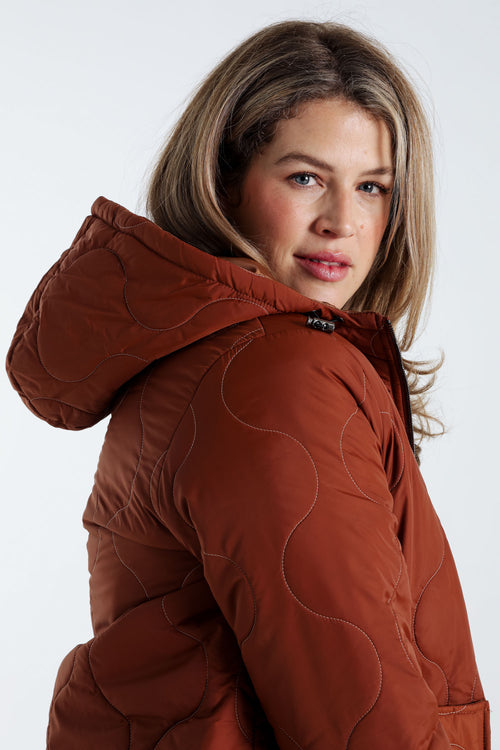 Doudoune courte à capuche-Paprika-7