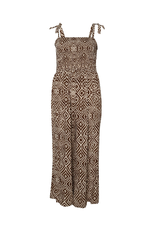 Overall van viscose met etnische print smock-Paprika-1