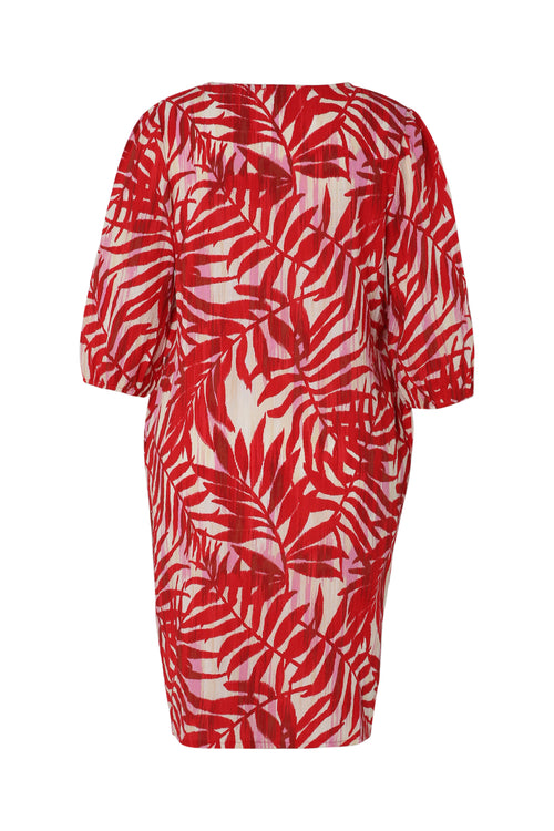 Robe en viscose imprimé feuillage-Paprika-11