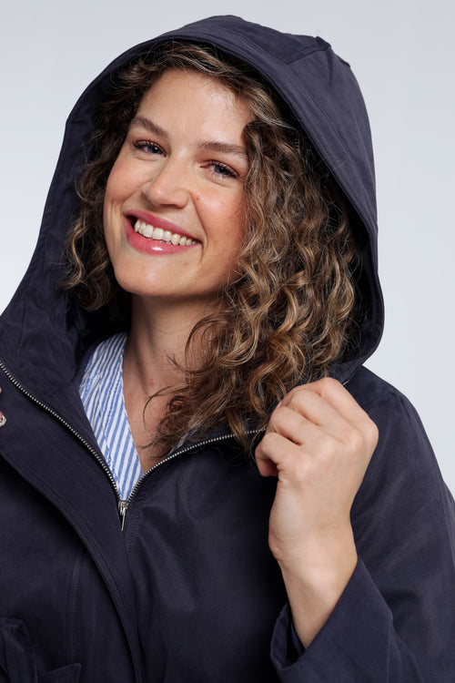 Effen mid-length trenchcoat met capuchon-Paprika-3