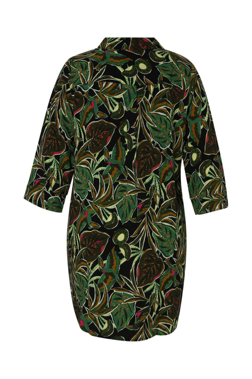 Lang overhemd van viscose met jungleprint-Paprika-2