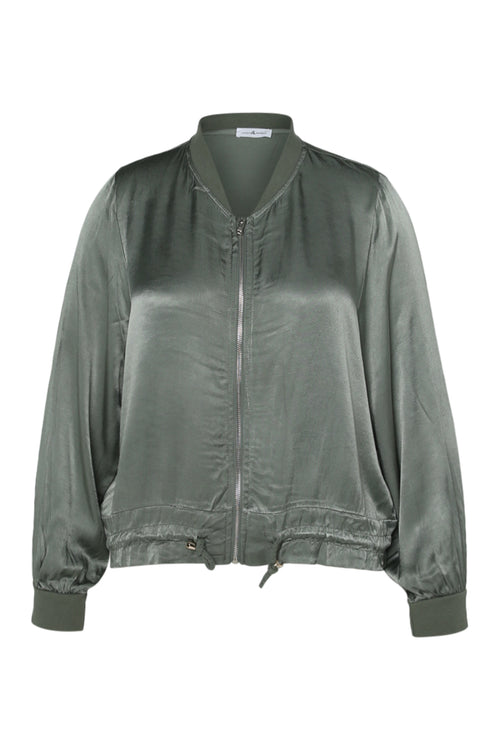 Bomber uni en viscose effet satin-Paprika-1