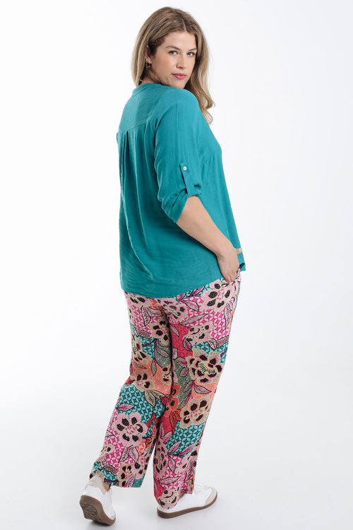 Blouse en viscose uni-Paprika-2