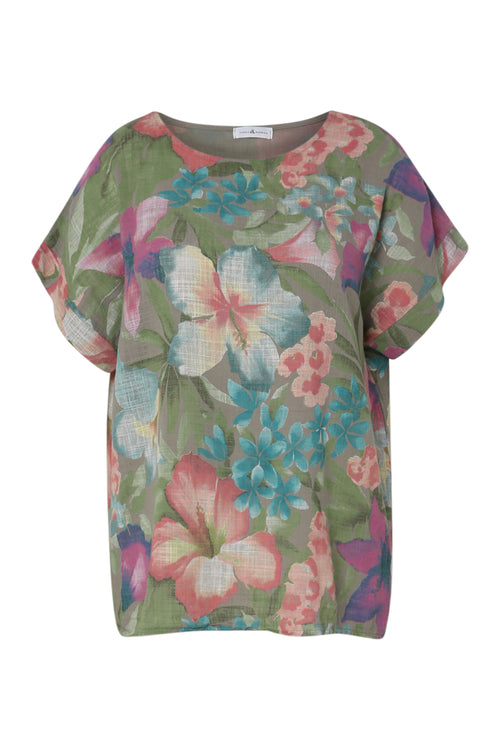 Bloes van katoen met bloemenprint-Paprika-10