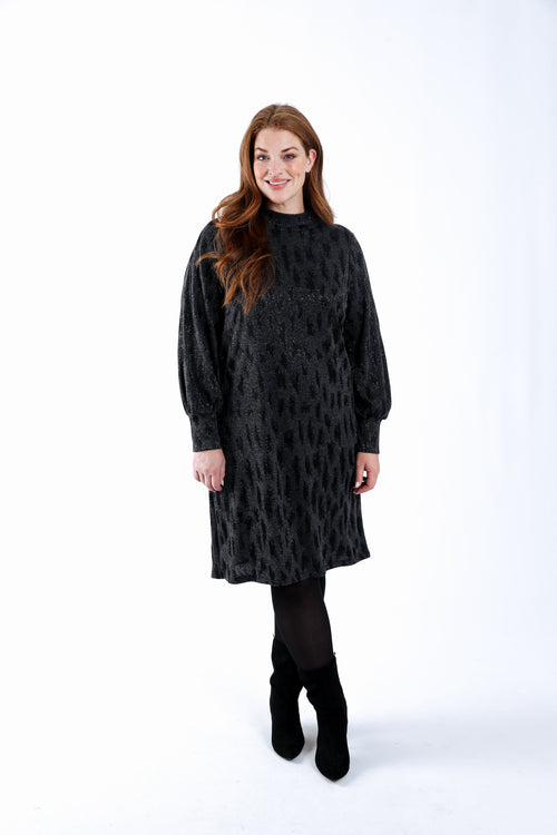 Jurk met jacquard luipaardmotief-Paprika-1