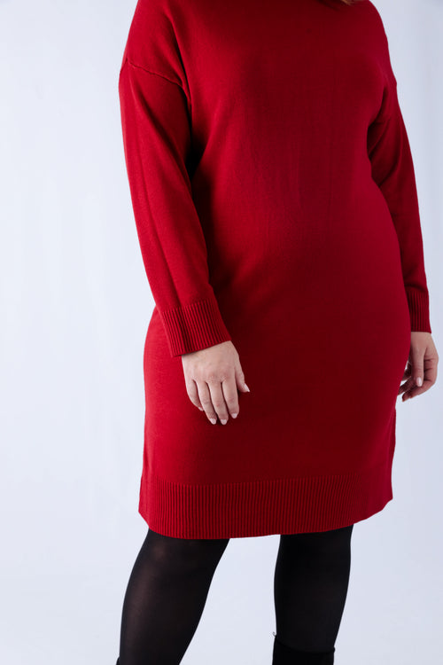 Effen trui jurk-Paprika-5