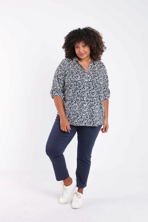 Blouse van katoen met bloemenprint-Paprika-9