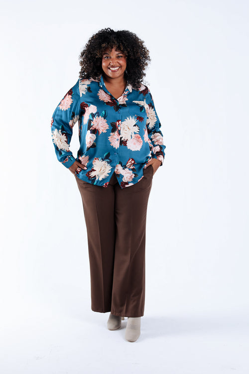 Chemise en viscose imprimé fleuri-Paprika-5