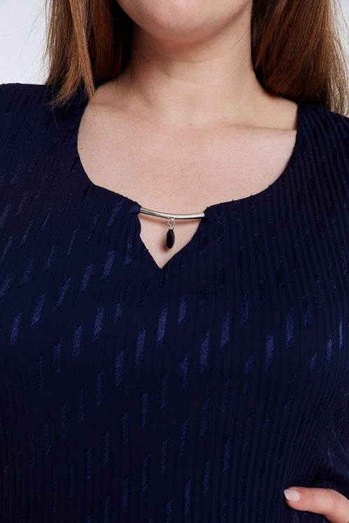 Robe courte unie en voile plissé-Paprika-4