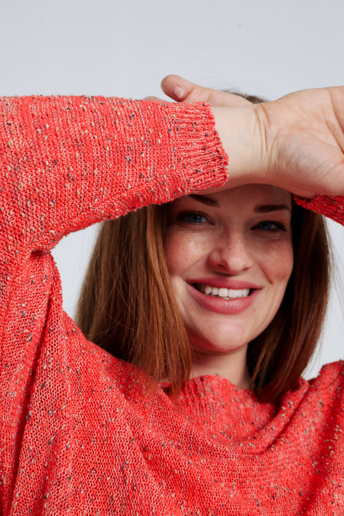 Pull maill fantaisie uni-Paprika-6