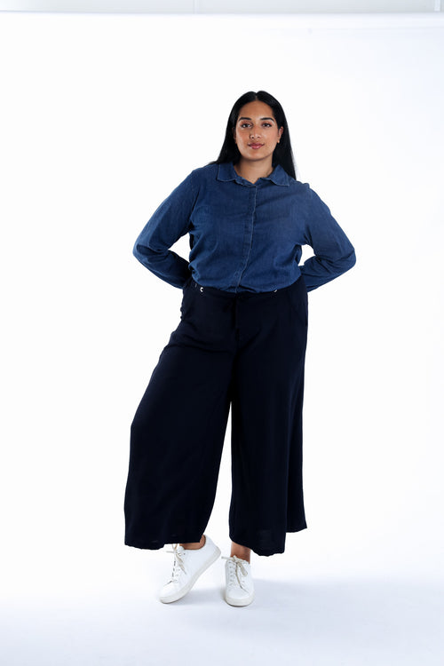 Pantalon large 7/8 uni-Paprika-6