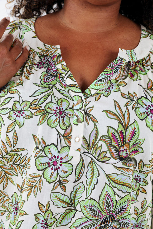 Blouse en coton avec imprimé floral-Paprika-4