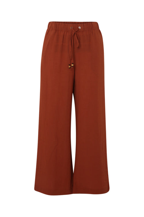 Pantalon large en viscose uni-Paprika-10
