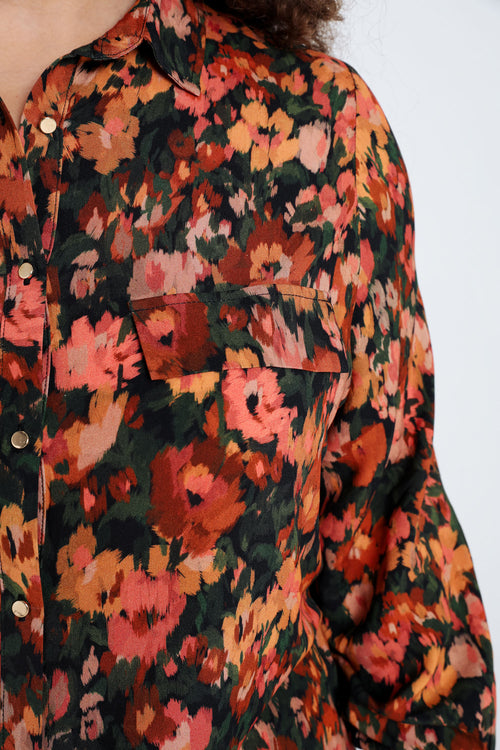 Hemd in viscose met motief van vage bloemen-Paprika-6