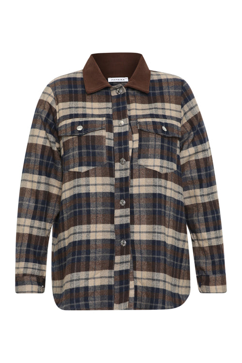 Chemiser à carreaux avec col velours-Paprika-10