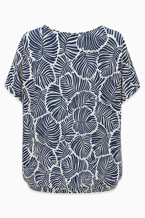 T-shirt van koel mesh met bladprint-Paprika-2