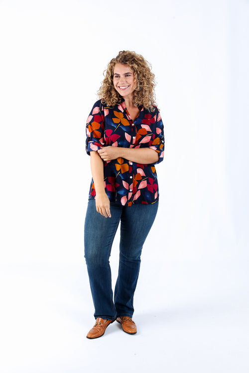 Chemisier en viscose imprimé fleurs-Paprika-7