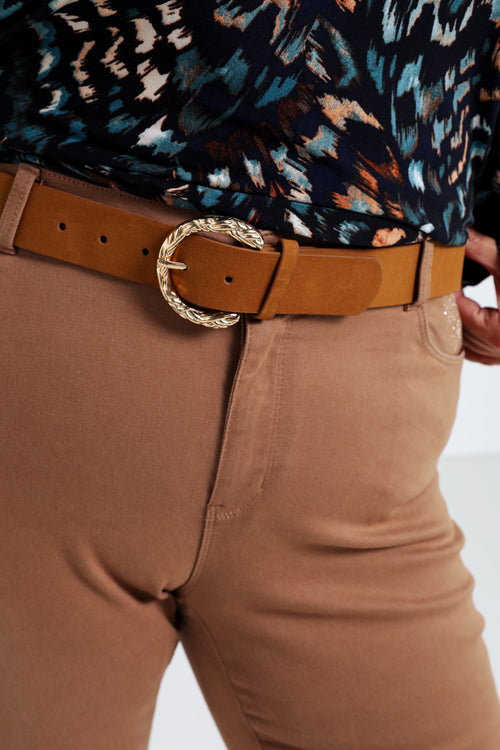 Pantalon flare brodé en coton-Paprika-6