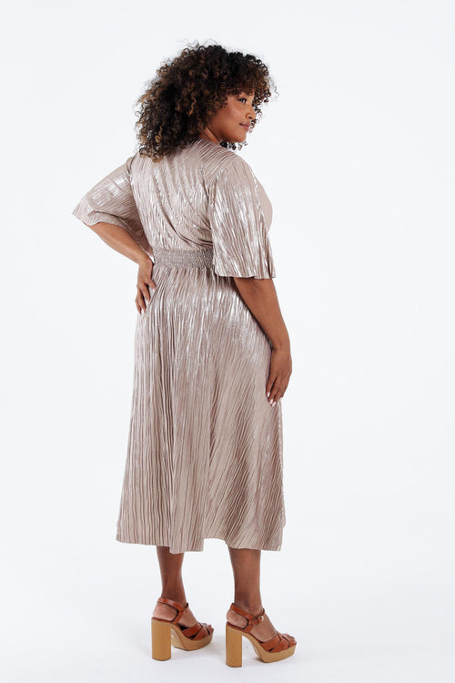 Robe plissée unie-Paprika-2