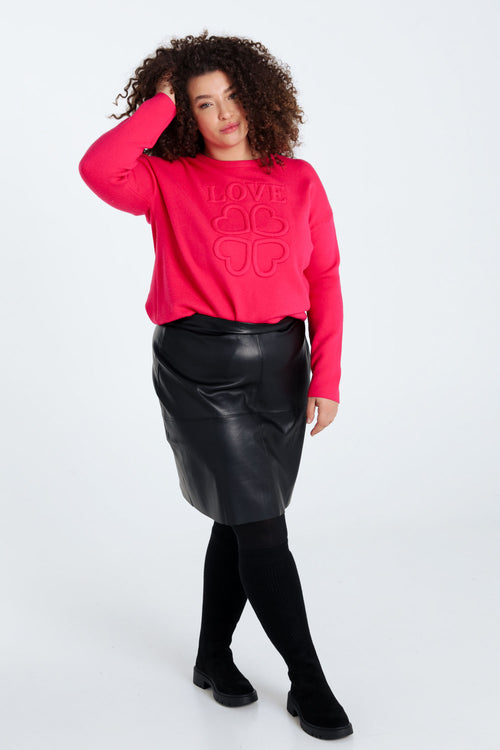 Effen trui in viscose met reliëfletters 