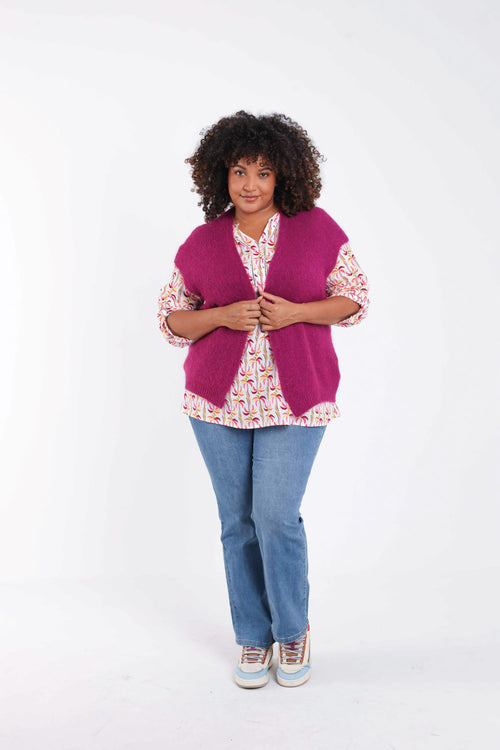 Effen mouwloos gilet-Paprika-7