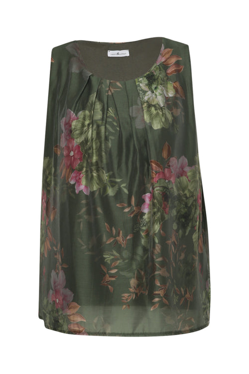 Tanktop van bedrukt viscose met bloemenprint-Paprika-10