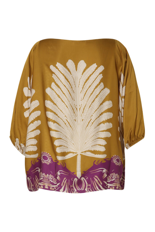 Blouse en viscose imprimé palmes-Paprika-2