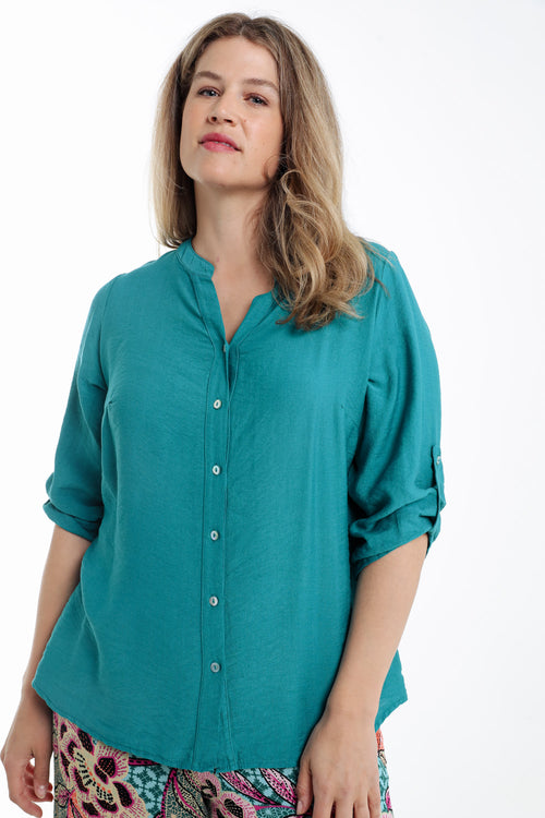 Blouse en viscose uni-Paprika-6